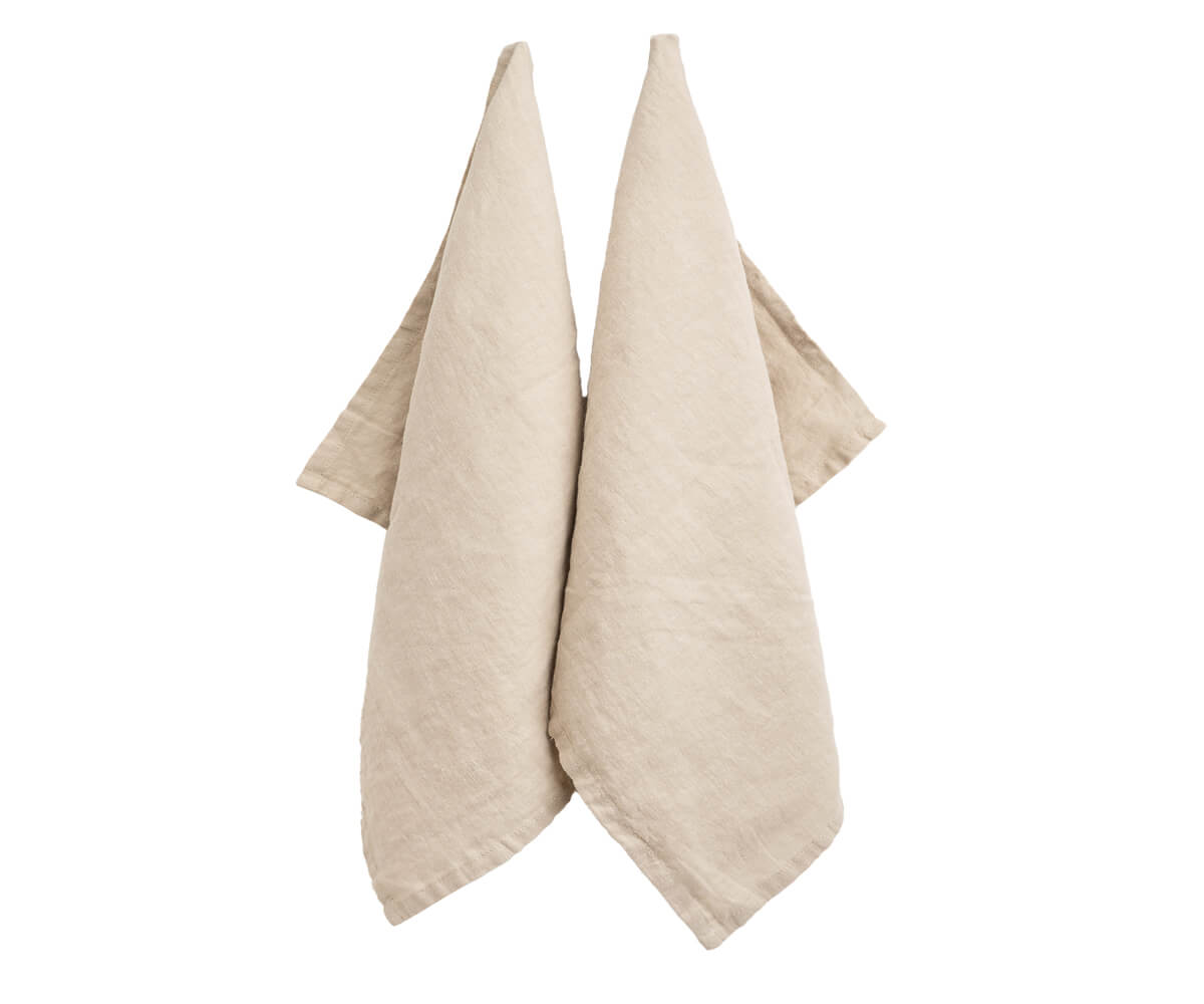 lBeige linen kitchen towel in modern kitchen setting, reusable eco friendly tea towel for drying dishes and cleaning linen tea kitchen towels, Linen dishtowels 