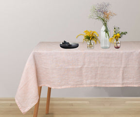 Orange and white stripe tablecloth offering a bold and striking visual statement.