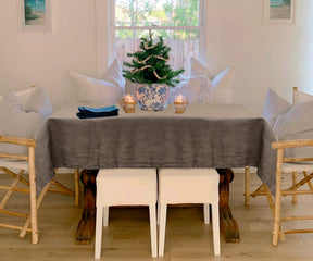 Beige tablecloth offering a neutral backdrop for any table decor.