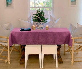 Rectangular tablecloth for versatile table coverage.