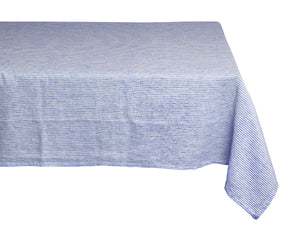 Blue Striped cotton tablecloth for a textured look.