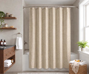 Beige linen shower curtain for bathroom, natural linen fabric
Beige linen bathroom curtain with soft texture and timeless style