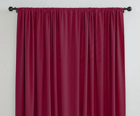 Burgundy linen curtains, elegant solid window drapes