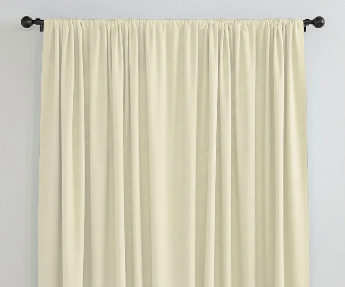 Cream solid linen curtains, neutral floor-length drapes