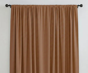 Dark brown linen curtains, solid color window panels