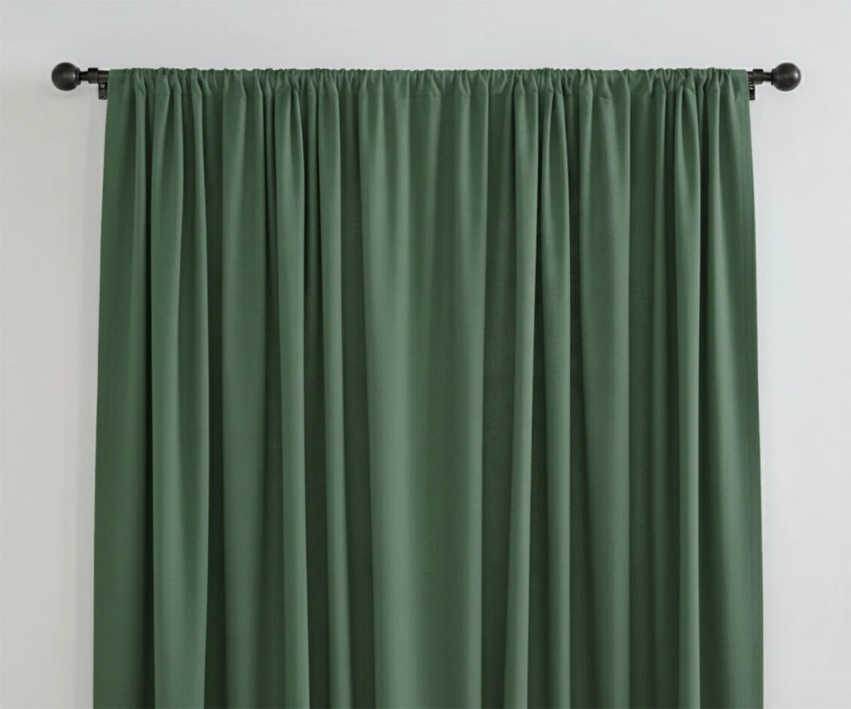 green solid linen curtains, elegant window drapes