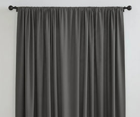  grey linen curtains, modern solid window panels