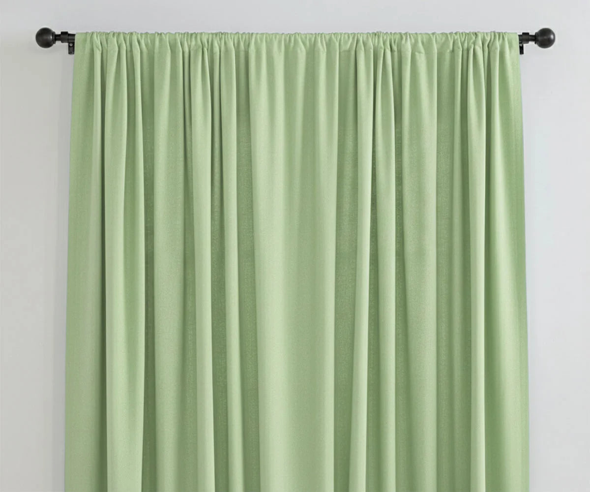 Matcha green solid linen curtains, fresh window drapes