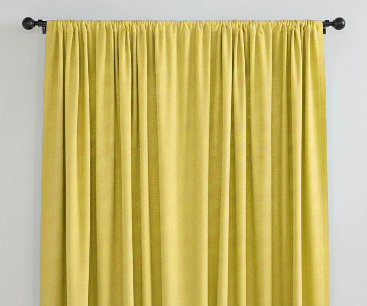 Mustard yellow solid linen curtains, floor-length window drapes