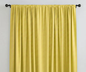 Mustard yellow solid linen curtains, floor-length window drapes