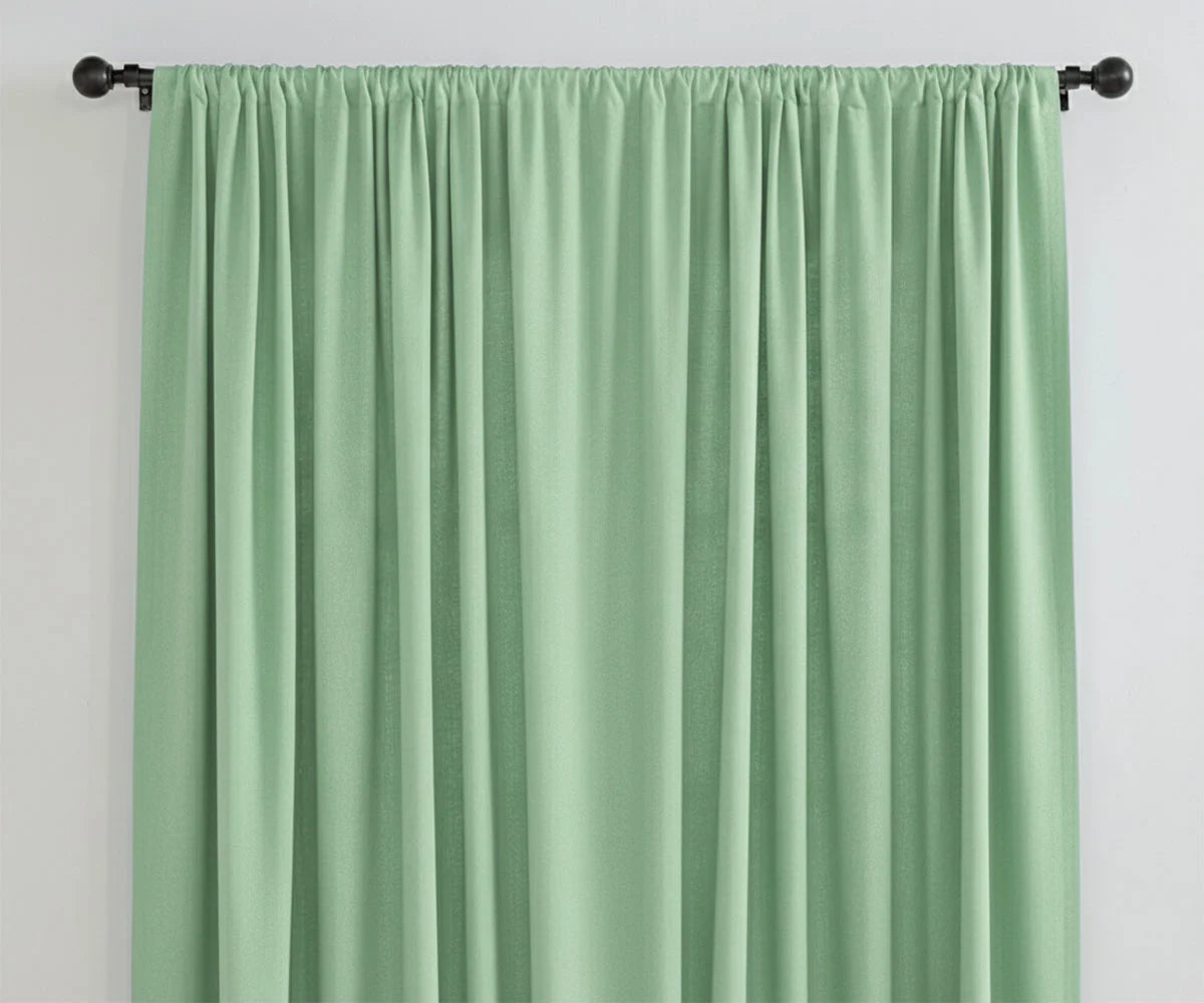 Sage green linen curtains, soft solid window panels