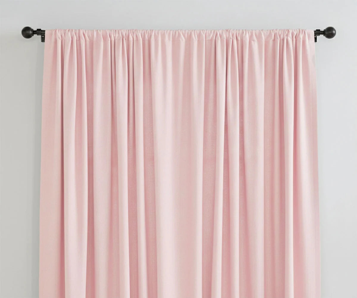 Light pink linen curtains, soft pastel window panels