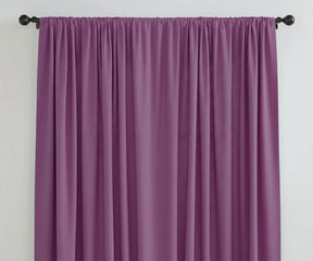 Purple linen curtains, solid floor-length window panels