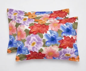 painted floral linen pillowcase with soft texture, luxury linen sheet set queen king size, breathable linen sheets for elegant interiors