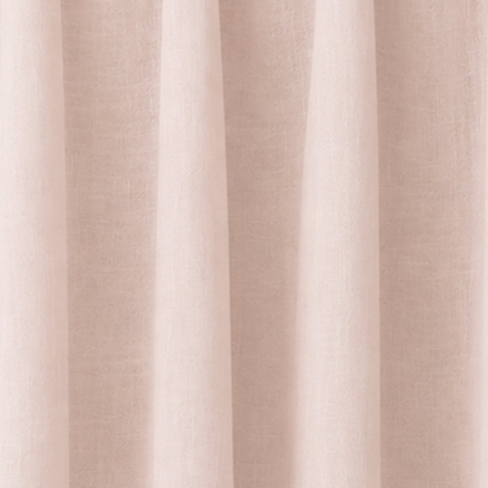 Blush linen curtain panels with tie top closure, breathable semi sheer curtains for bedroom