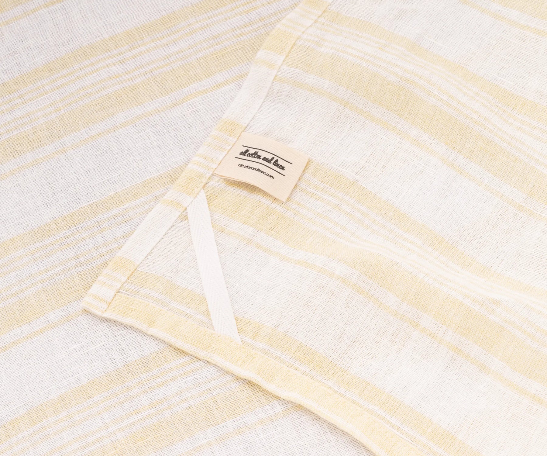 Pair of yellow striped linen towels, 18x28 inches – soft absorbent kitchen tea towels for modern, rustic, or farmhouse décor.