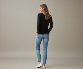 Organic cotton full sleeve t-shirt for women, black color – ultra-soft, eco-friendly casual wear with a flattering regular fit.