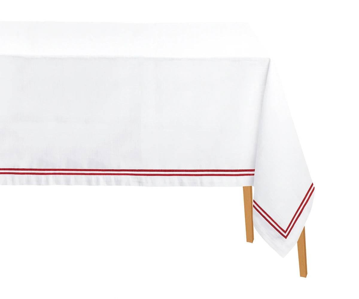 Beautiful magenta embroidered tablecloth rectangle made from 100% cotton, ideal for weddings, festive dining, and everyday use.