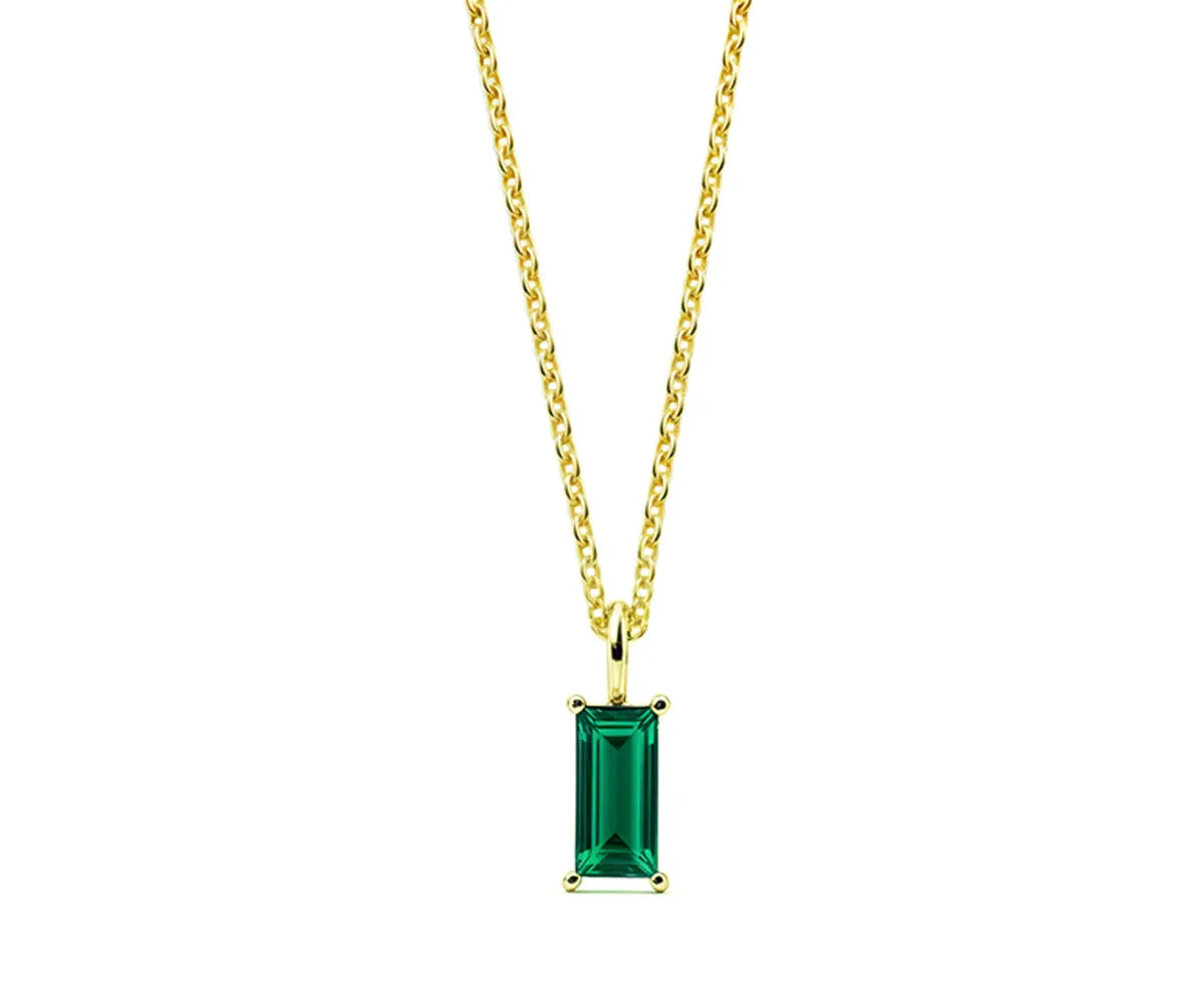 Emerald green pendant necklace with gold chain