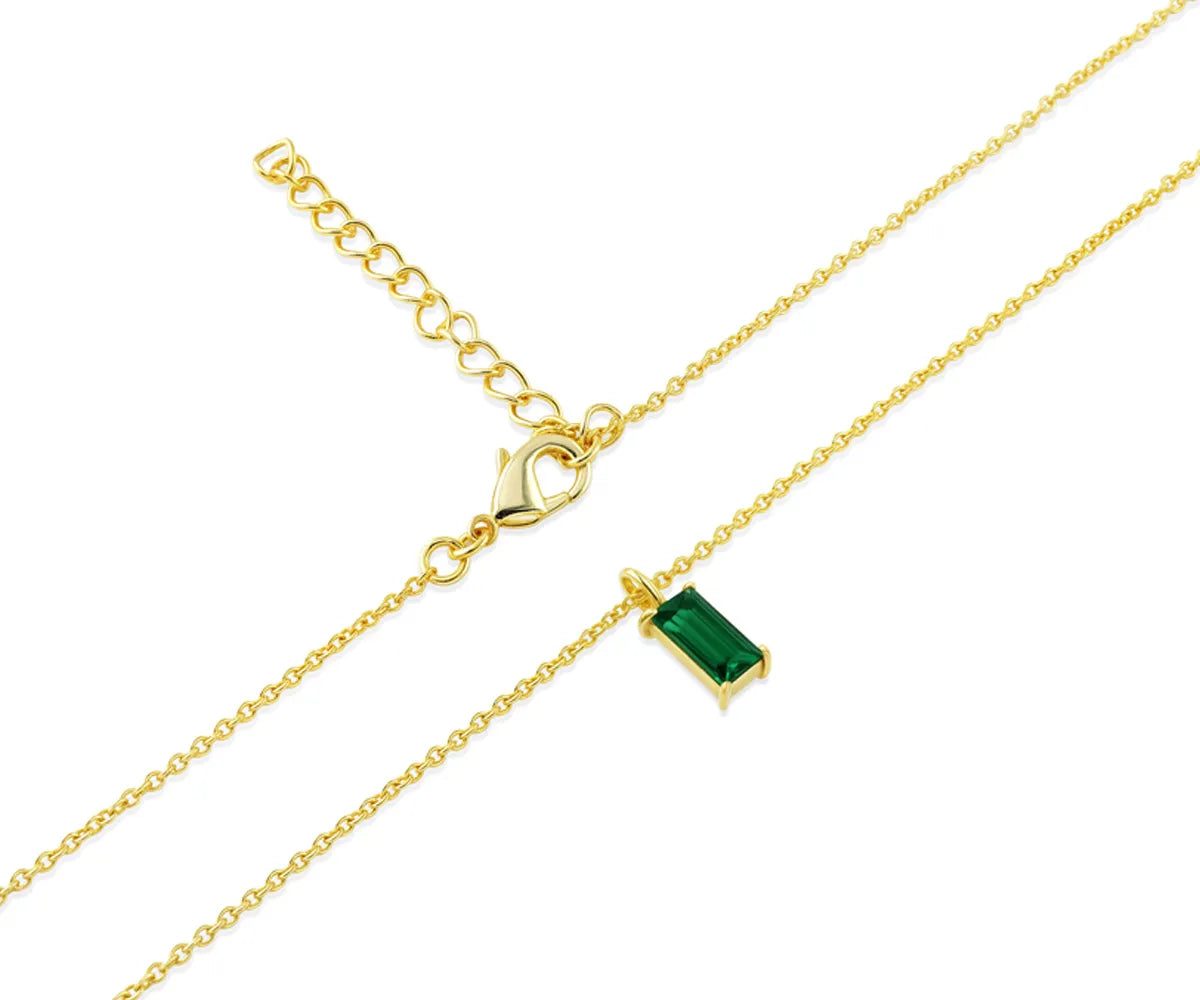 14K gold rectangle emerald necklace for women