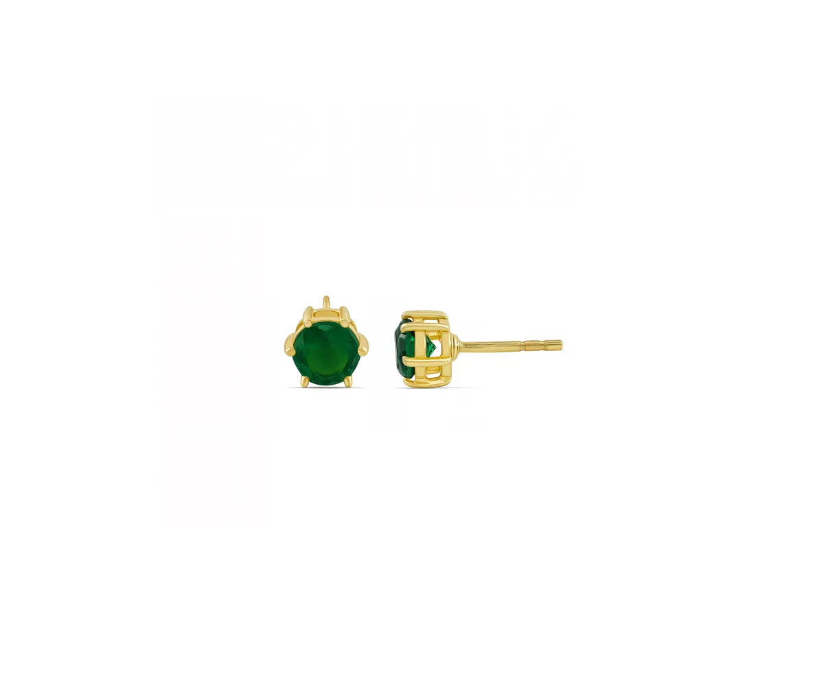 Pair of round emerald green earrings with secure push-back lock – perfect gift for women