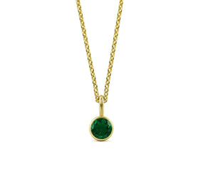 emerald pendant necklace for women in 14k gold plating, dainty may birthstone necklace with adjustable chain