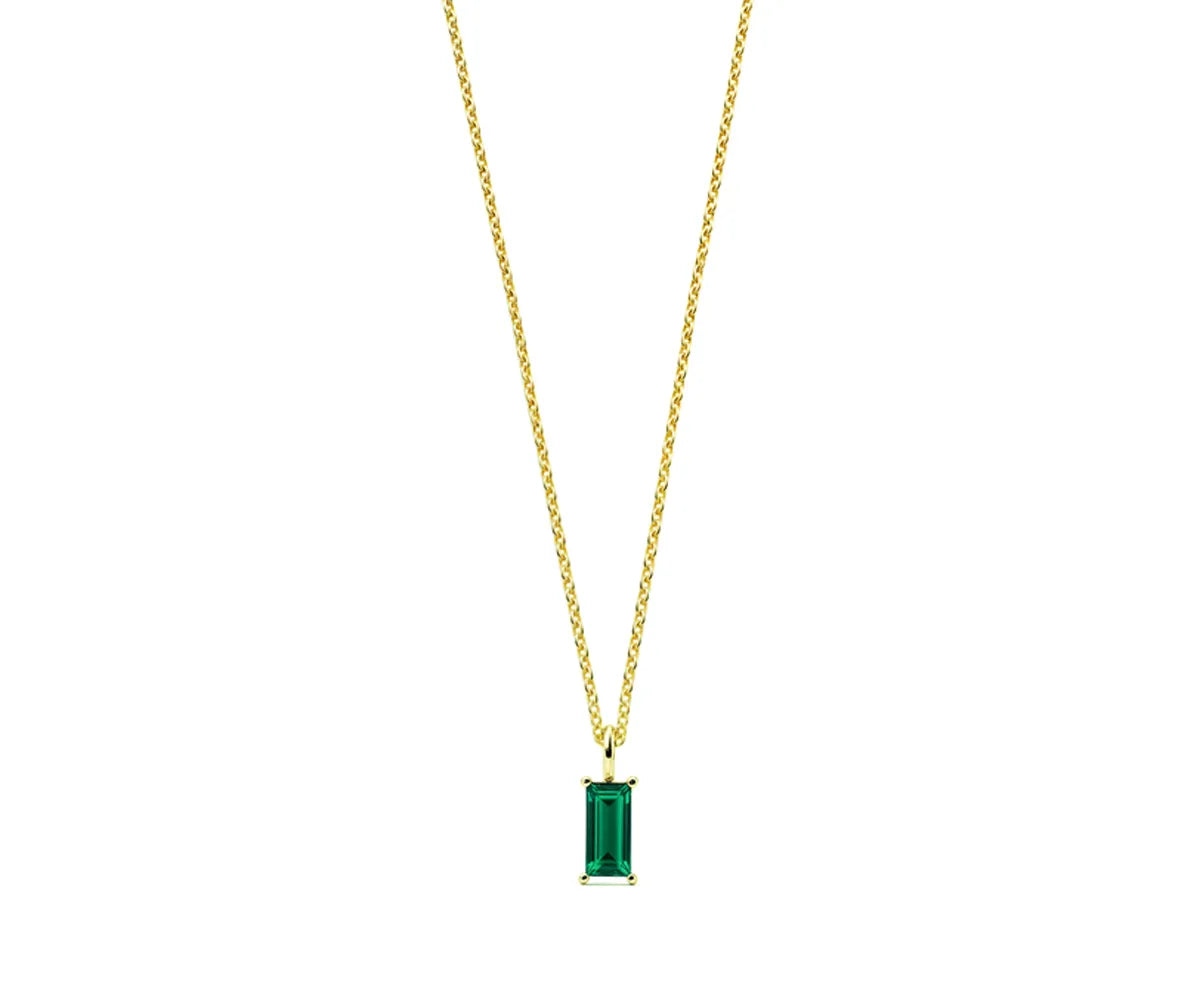 May birthstone emerald necklace with adjustable chain, may birthstone emerald pendant necklace graduation gift