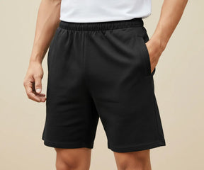Men’s knitted cotton shorts with adjustable drawstring waistband, modern sporty look, and quick-dry design for beach or workouts