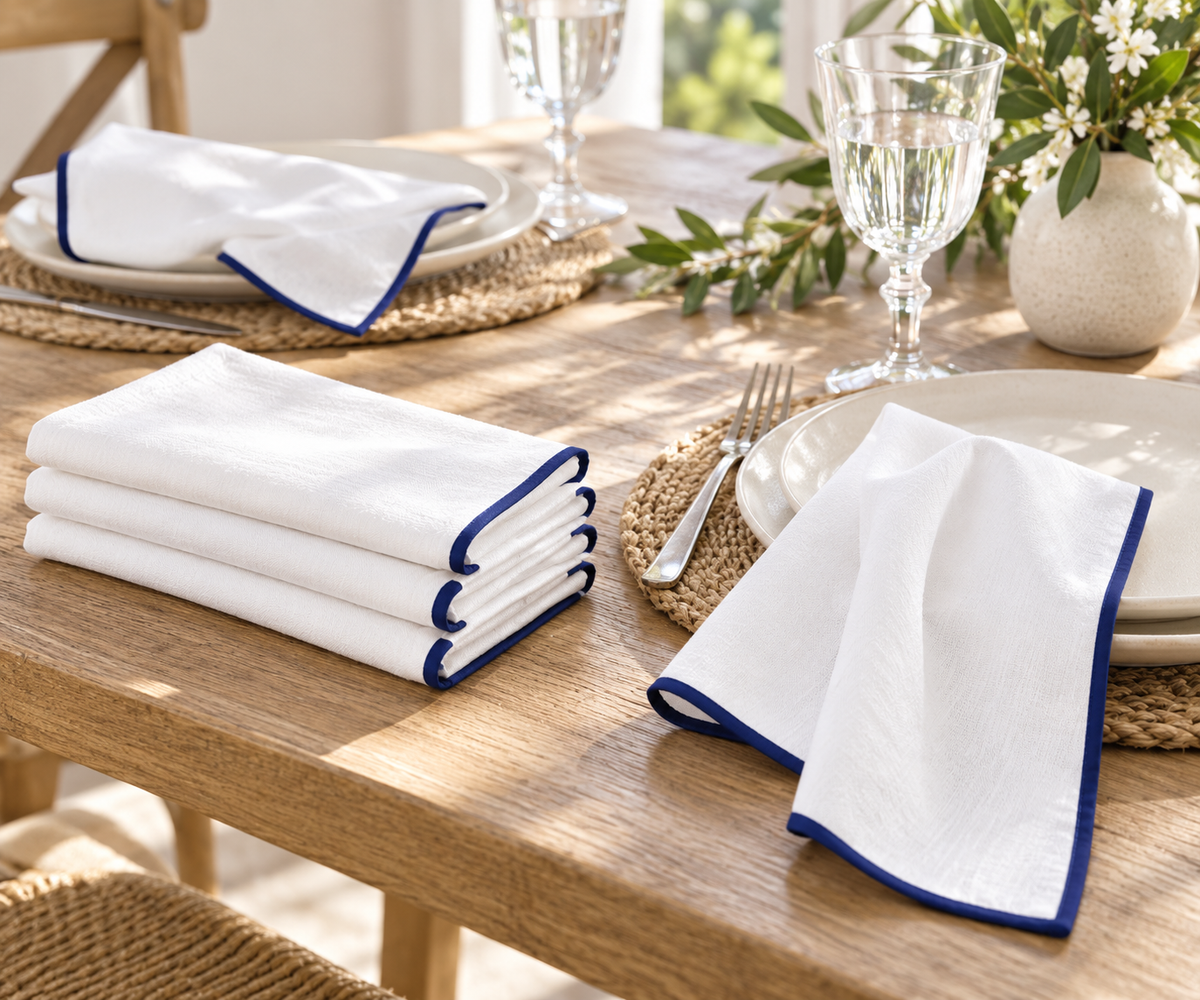 Merrow Stitch Cotton Napkins