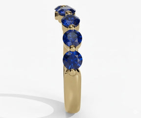Fine jewelry sapphire band ring with brilliant round cut stones