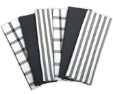 Gray and White Cotton Kitchen Towels – Set of 6, Soft & Absorbent, 16