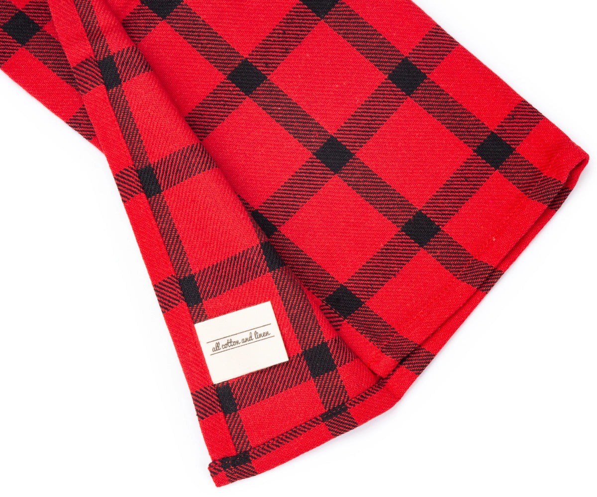 Set of 6 red and black checkered cotton kitchen towels

