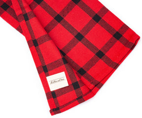 Set of 6 red and black checkered cotton kitchen towels

