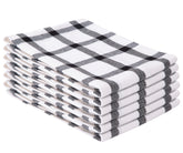 A set of six black and white checkered hand towels in cotton 