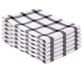 A set of six checkered hand towels in black and white