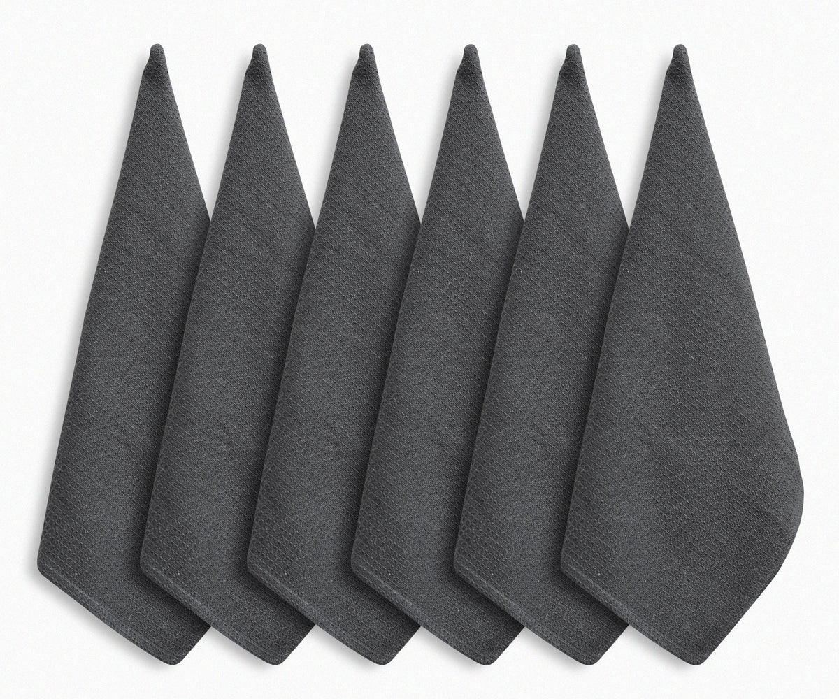 Plain Grey Cotton Kitchen Towels – Soft & Absorbent Set of 6

