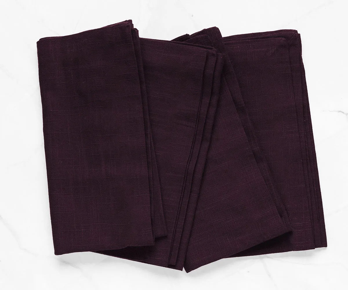 Set of 12 plum cotton cloth napkins – 18x18 inch reusable dinner napkins for weddings and summer table settings