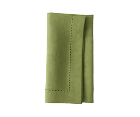 Elegant moss green cloth napkin – eco-friendly, reusable linen napkin for casual meals and special celebrations.