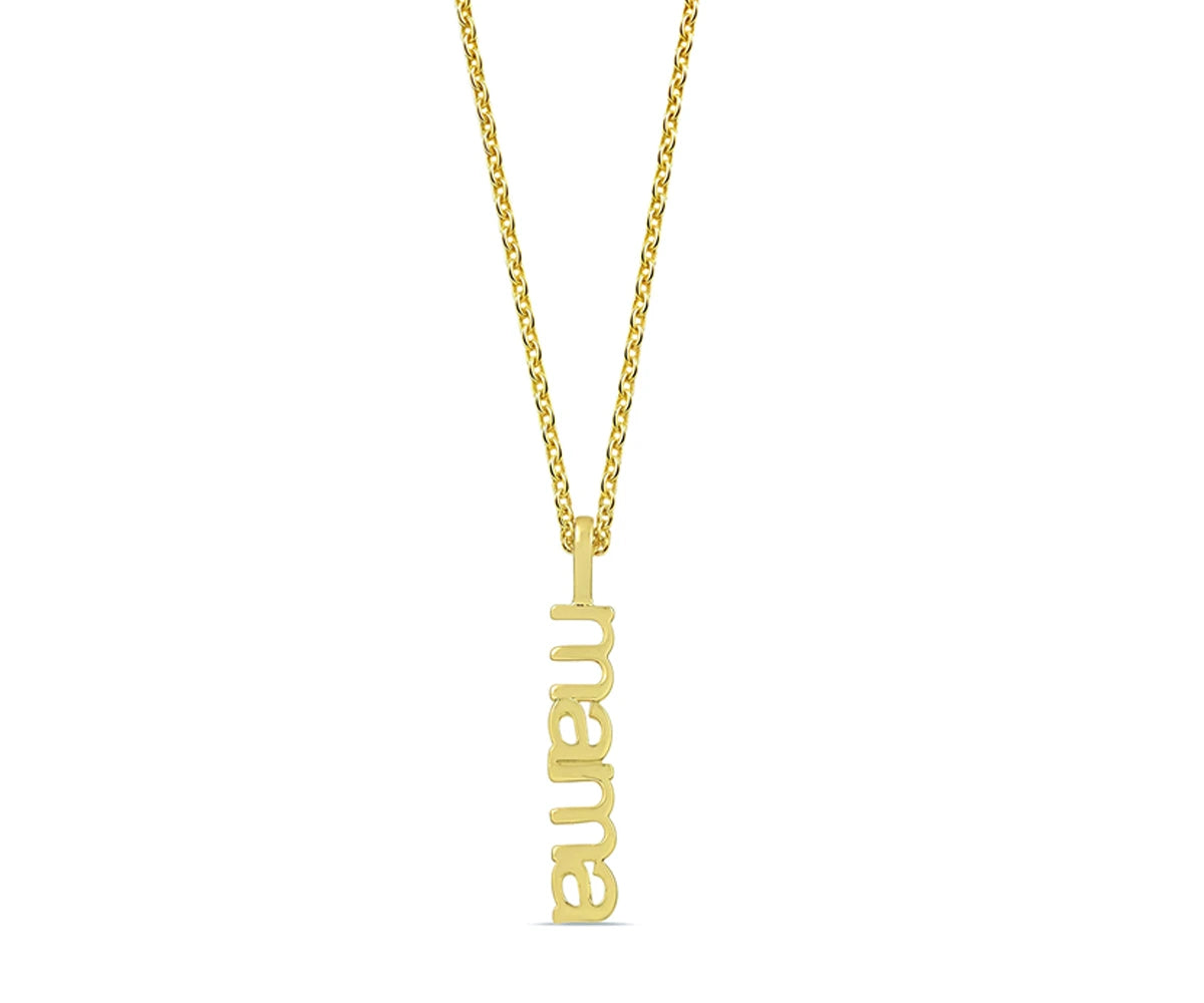 14K gold mama necklace with heart chain for mothers