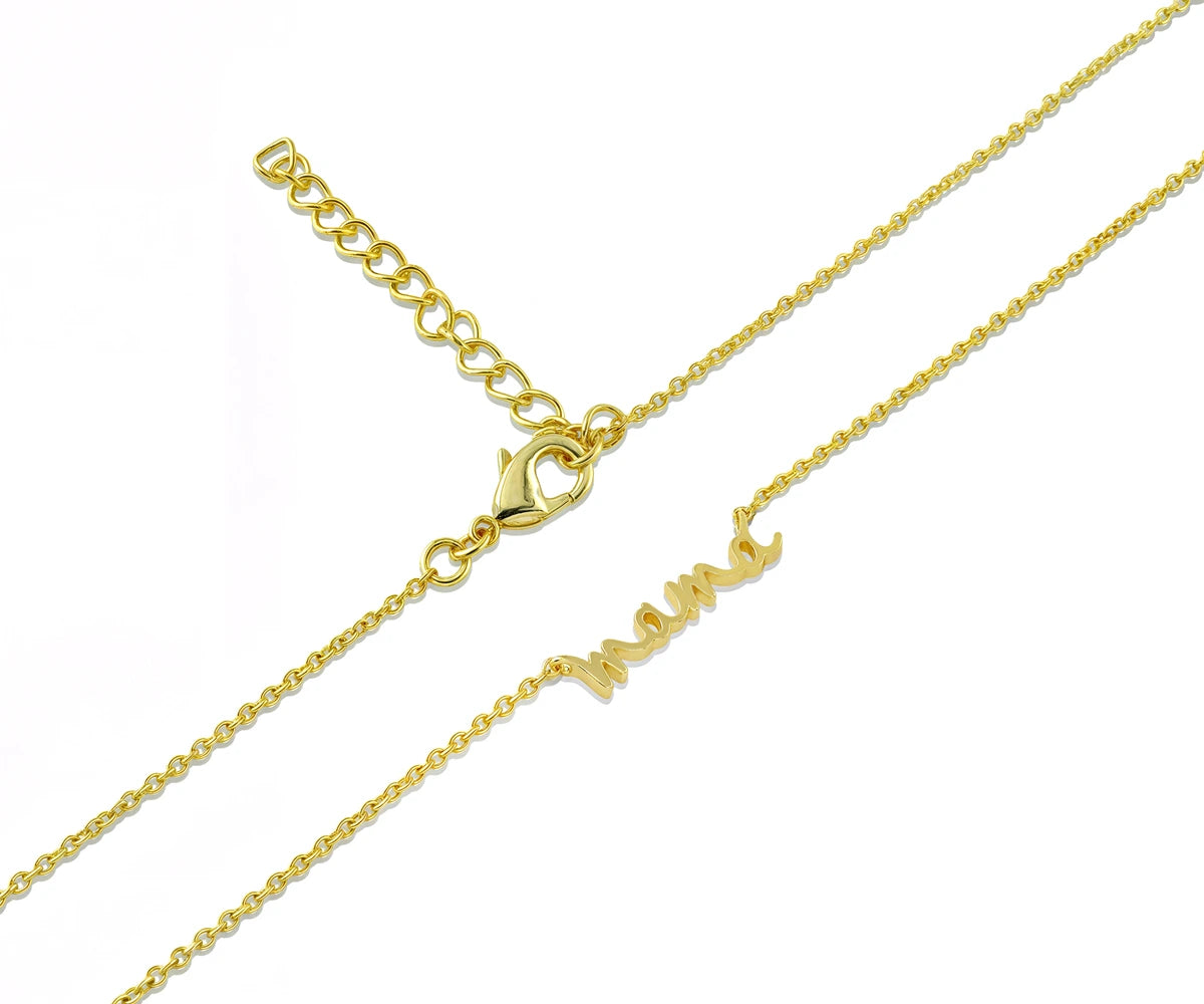 Mama gold necklace with 14K yellow gold plating on brass
