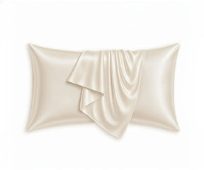 Ivory mulberry silk pillowcase with natural sheen, premium silk pillowcase for restful sleep
