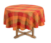 Round autumn tablecloth with warm fall colors for dining table décor plaid cotton tablecloth