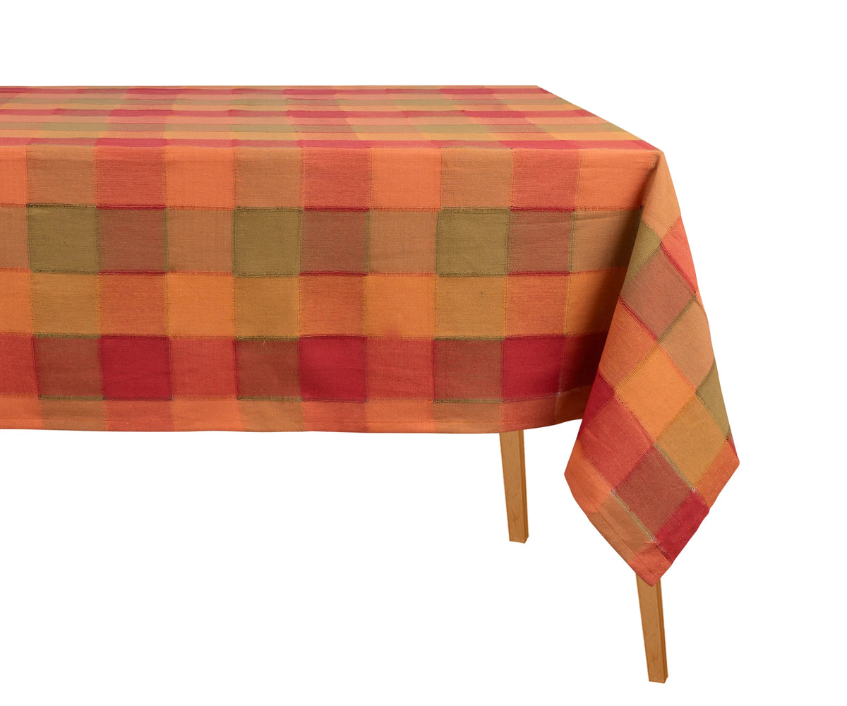 Harvest plaid cotton tablecloth, rectangular dining cover for everyday and festive meals