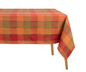 Harvest plaid cotton tablecloth, rectangular dining cover for everyday and festive meals