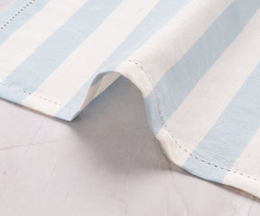 Pale blue cabana stripe napkins, soft texture, ideal for daily meals or special events.
