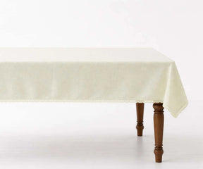 Off white cotton tablecloth with lace edge