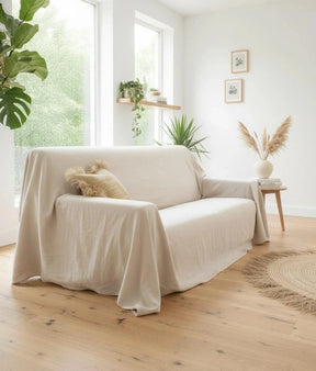 Natural Linen Couch Cover for Sofa, 100% Linen Washable Slipcover
Breathable furniture protector for everyday use, farmhouse living rooms, and minimalist home decor.