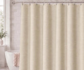 Natural cotton shower curtain for bathroom, 100% cotton fabric shower curtain for farmhouse, rustic and neutral bathroom décor