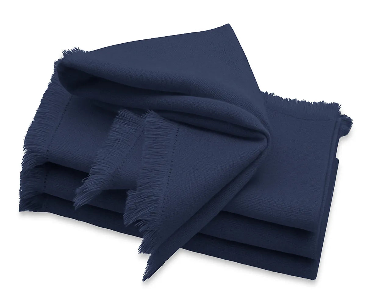 Navy Blue Fringe Cotton Napkins with Frayed Edges for Dining, Weddings, and Special Events