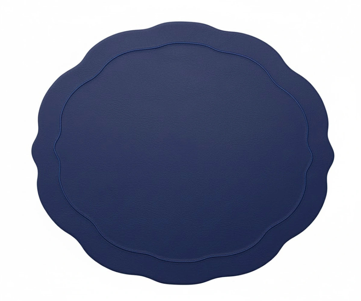Classic navy blue oval cotton placemat crafted from 100% cotton, bringing timeless elegance and sophistication to any dining table. 